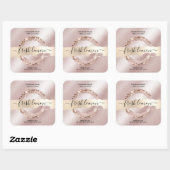 Kaaretiket moderne zwarte roze glitter vierkante sticker (Vel)