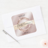 Kaaretiket moderne zwarte roze glitter vierkante sticker (Envelop)