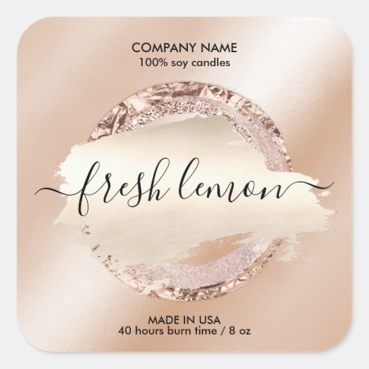 Kaaretiket moderne zwarte roze glitter vierkante sticker (Voorkant)