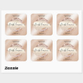 Kaaretiket moderne zwarte roze glitter vierkante sticker (Vel)