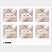 Kaaretiket moderne zwarte roze glitter vierkante sticker (Vel)