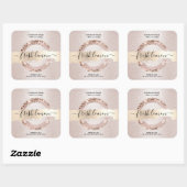 Kaaretiket moderne zwarte roze glitter vierkante sticker (Vel)