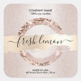 Kaaretiket moderne zwarte roze glitter vierkante sticker