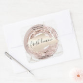 Kaaretiket moderne zwarte roze goudmarmer vierkante sticker (Envelop)