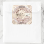 Kaaretiket moderne zwarte zijde vierkante sticker (Tas)