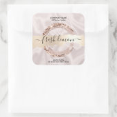 Kaaretiket moderne zwarte zijde vierkante sticker (Tas)