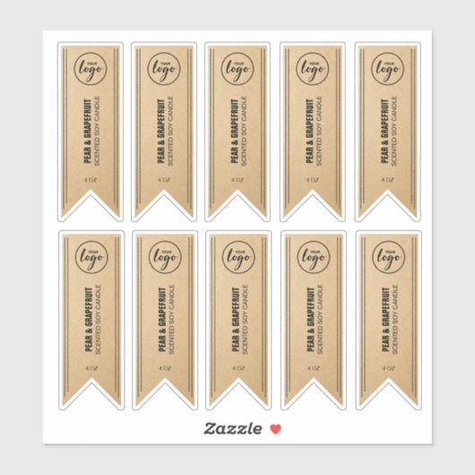 Kaaretiketten met kraftkaarsen voor lint sticker (Vel)