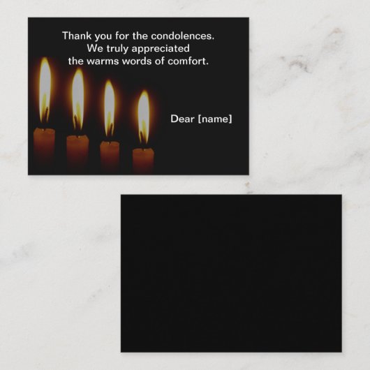 Kaarlicht donker na begrafenis bedankt kaarten notitiekaartje (Voorkant / Achterkant)