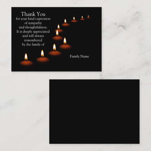 Kaarlicht geïsoleerd zwart, bedankt kaart notitiekaartje (Voorkant / Achterkant)
