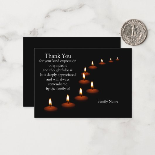 Kaarlicht geïsoleerd zwart, bedankt kaart notitiekaartje (Voorkant / Achterkant in situ)