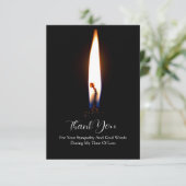 Kaarlicht in zwart bedankkaart (Staand voorkant)