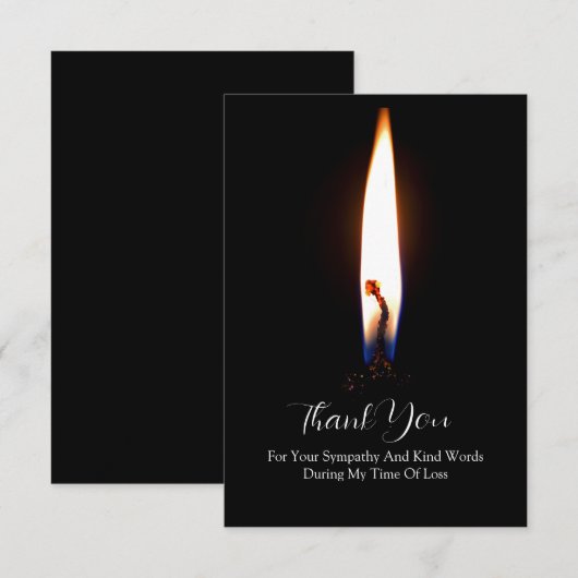 Kaarlicht in zwart bedankkaart (Voorkant / Achterkant)