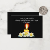 Kaarlicht op gloer na begrafenisdank notitiekaartje (Voorkant / Achterkant in situ)