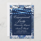 Kaarlichten Blauw Elegant Verloving Kaart (Voorkant)