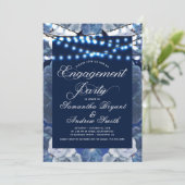 Kaarlichten Blauw Elegant Verloving Kaart (Staand voorkant)