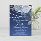 Kaarlichten Blauw Elegant Verloving Kaart (Staand voorkant)