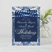 Kaarlichten Blauw Elegant Weddenschap Kaart (Staand voorkant)