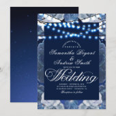 Kaarlichten Blauw Elegant Weddenschap Kaart (Voorkant / Achterkant)