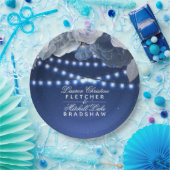 Kaarlichten Blauw Elegant Weddenschap Papieren Bordje (Feest)