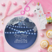 Kaarlichten Blauw Elegant Weddenschap Papieren Bordje (Feest)