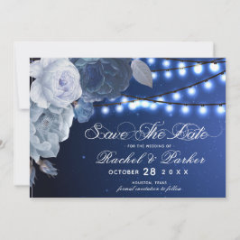 Kaarlichten Blauw Elegant Weddenschap Save The Date