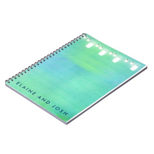 Kaarlichten en moeraspotten in blauw groen notitieboek (Linkerzijde)