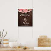 Kaarlichten florale blush bruiloft welkomstbord poster (Keuken)