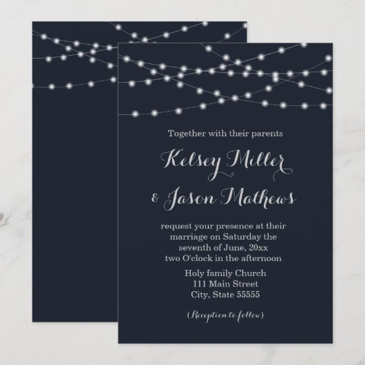 Kaarlichten trouwuitnodiging kaart (Voorkant / Achterkant)