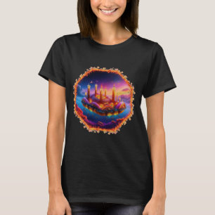 Kaars Aangedreven Ruimtevaartuig In Een Chaotische T-shirt