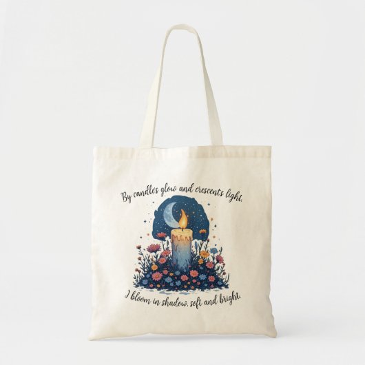 Kaars & Bloemen Onder de Maan Hemelse Kunst Tote Bag (Voorkant)