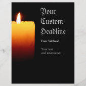 Kaars branden op zwart met aangepaste tekst flyer (Voorkant)