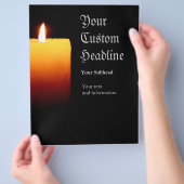 Kaars branden op zwart met aangepaste tekst flyer (Hand)