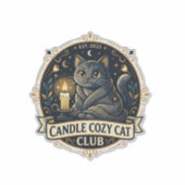 Kaars Cozy Kat Kat Vader Cadeau Idee - Kaars Cozy Sticker (Voorkant)