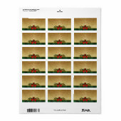 Kaars, dennenboom, rode strik Kerst Etiket (Full Sheet)