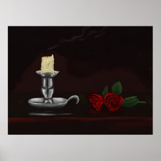 Kaars en bloemen poster
