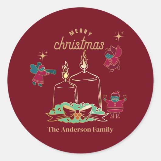 Kaars en fee ronde sticker (Voorkant)