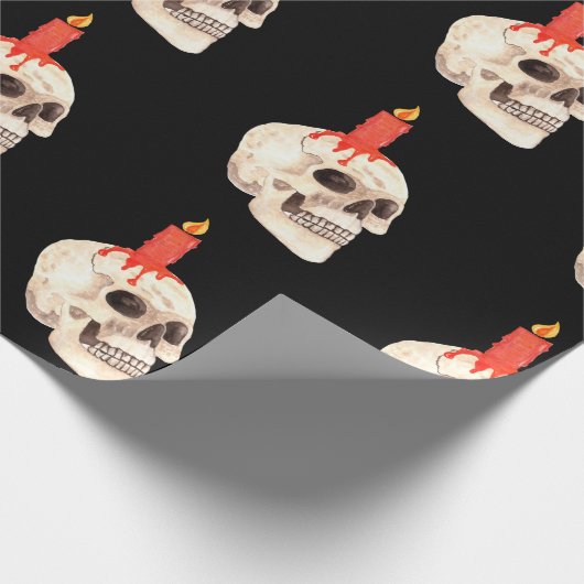 Kaars- en schedel-halloween-patroonverlooppapier cadeaupapier (Hoek)