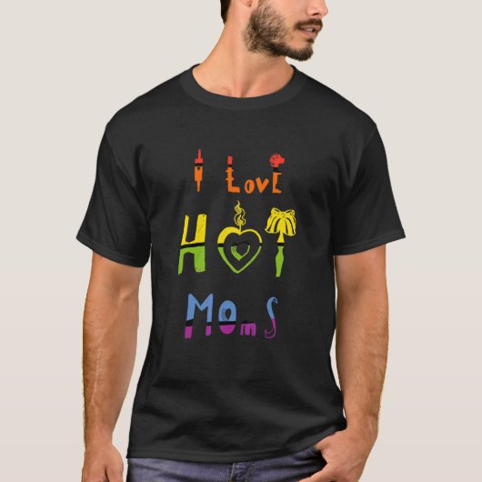 Kaars Hart Ik Hou Van Heete Moeders T-shirt (Voorkant)