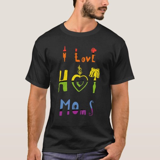 Kaars hart Ik hou van hete moeders T-shirt (Voorkant)