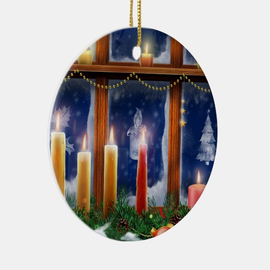 Kaars in de Kerstversiering van het Venster Keramisch Ornament (Rechts)