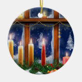 Kaars in de Kerstversiering van het Venster Keramisch Ornament (Voorkant)