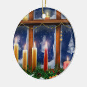 Kaars in de Kerstversiering van het Venster Keramisch Ornament (Links)