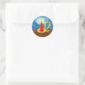 Kaars in het donker ronde sticker (Tas)