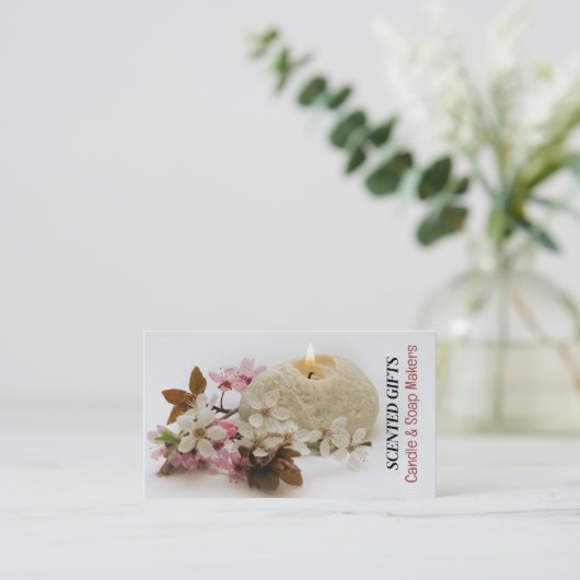 Kaars, kaarsen en zeep visitekaartje (Staand voorkant)