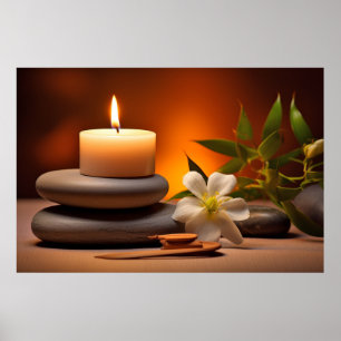 Kaars Licht Bloemen Rustig Vreedzaam Poster