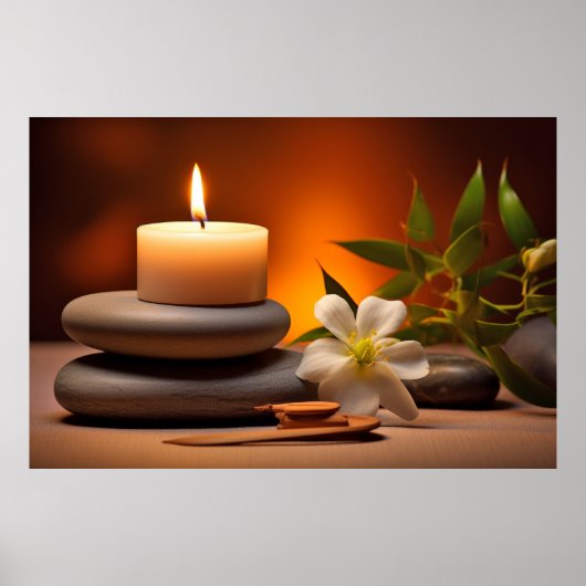 Kaars Licht Bloemen Rustig Vreedzaam Poster (Voorkant)