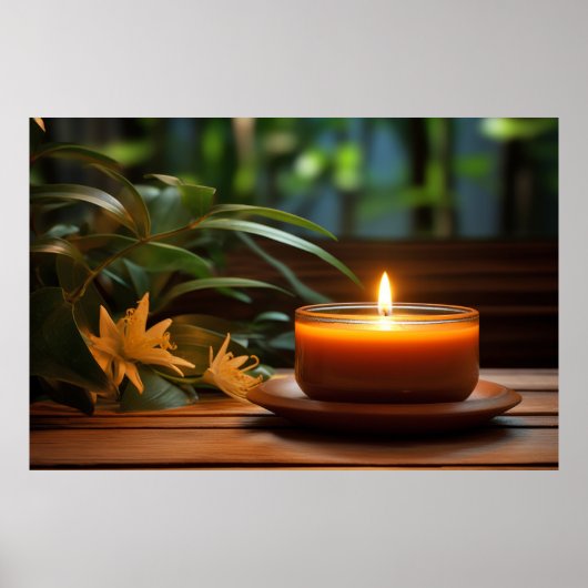 Kaars Licht Bloemen Rustig Vreedzaam Poster (Voorkant)