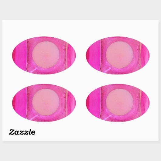 Kaars, lichtroze liefdeskaarslicht ovale sticker (Vel)