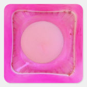 Kaars, lichtroze liefdeskaarslicht vierkante sticker (Voorkant)