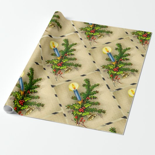  kaars met kaars voor feestdagen cadeaupapier (Uitgerold)